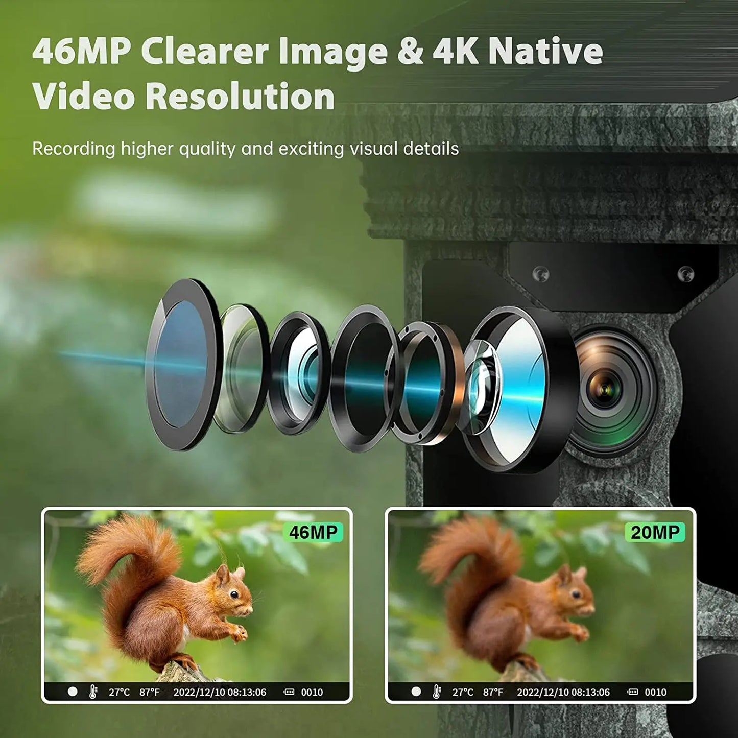Solar Wildlife 50MP 4K Video Trail Camera Night Vision